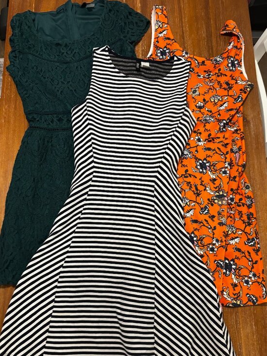 H&M Dresses & Skirts - H&M Dress Lot (Orange Size 6, Blue and White Stripes Size 6, Green Lace Size 8)